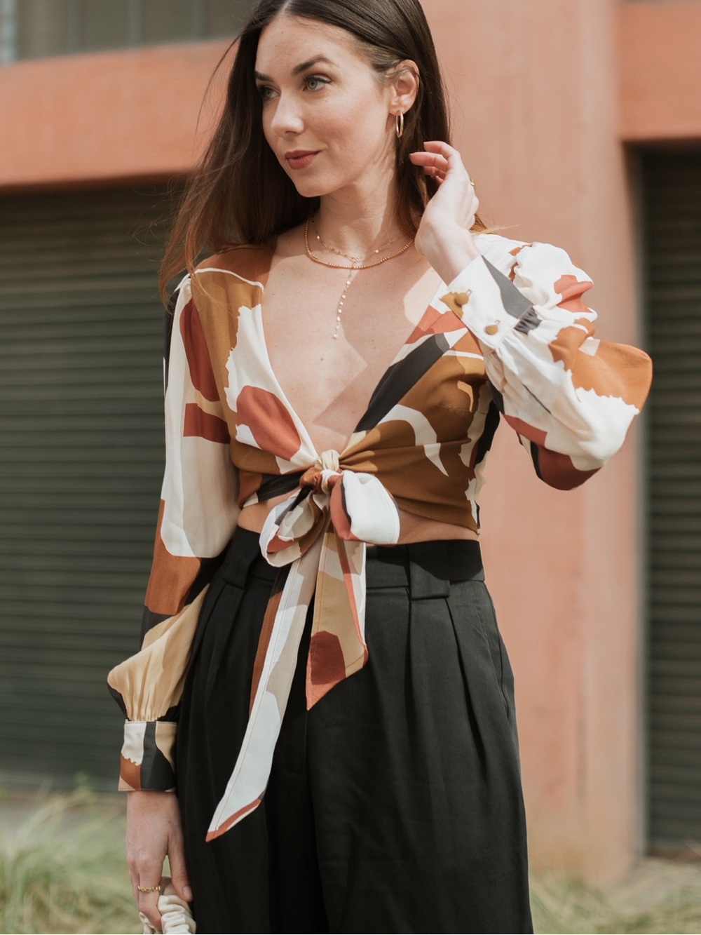 Whimsy + Row Lauren Adjustable Tie Printed Crop Top